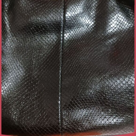 Brighton Black Snake Embossed Leather Shoulder Bag W/ Braided Strap & Satin Lini - Picture 16 of 16